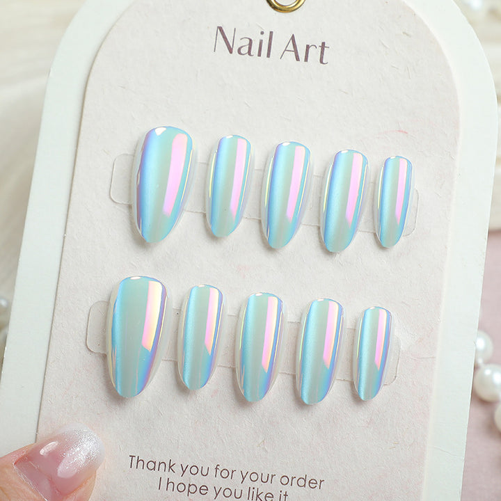 Elegant Press-On Nail Art Set with Iridescent Finish Kalsten