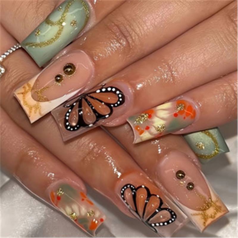 Artistic Press-On Nail Set with Premium Embellishments Kalsten