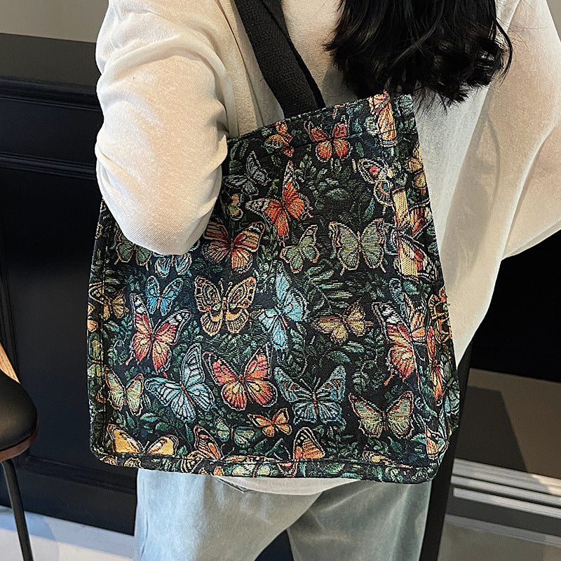 Floral Patterned Fabric Tote Bag