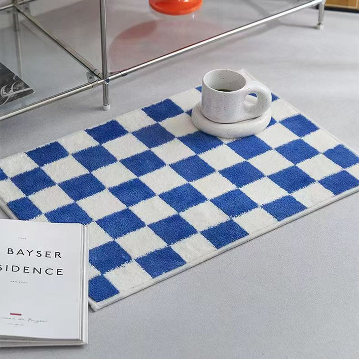 Plush Checkerboard Bath Rug