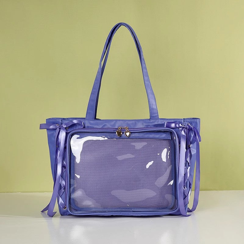 Multifunctional Clear Tote Bag with Decorative Ribbons