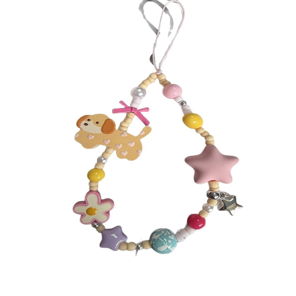 Beaded Dog Charm Keychain Kalsten