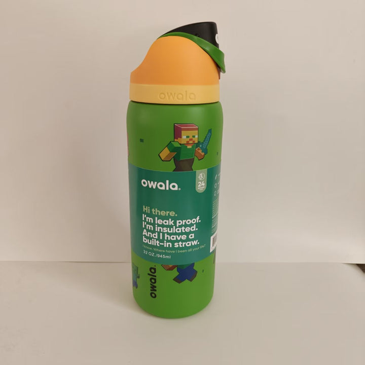 Double-Wall Vacuum Insulated Stainless Steel Travel Bottle With Flip Straw Leakproof Lid And Character Print