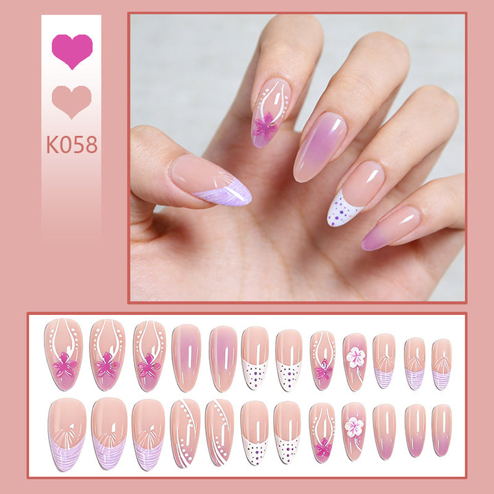 Artifical nails with delicate floral and geometric patterns Kalsten