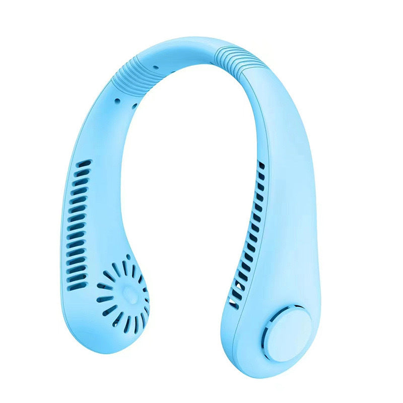Cooling hands-free wearable neck cooling band with dual brushless vortex vents Kalsten