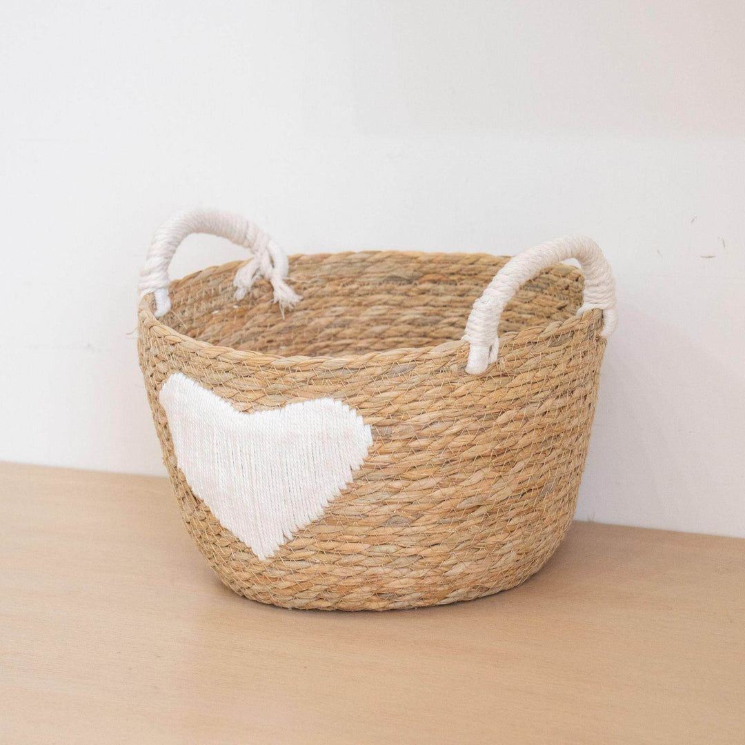 Handwoven storage basket with heart design Kalsten