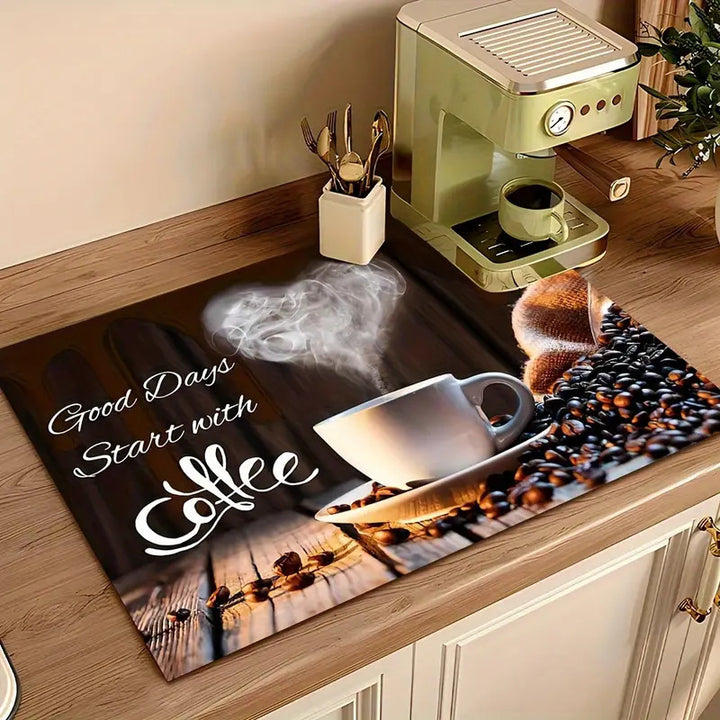 Coffee-Themed Kitchen Mat