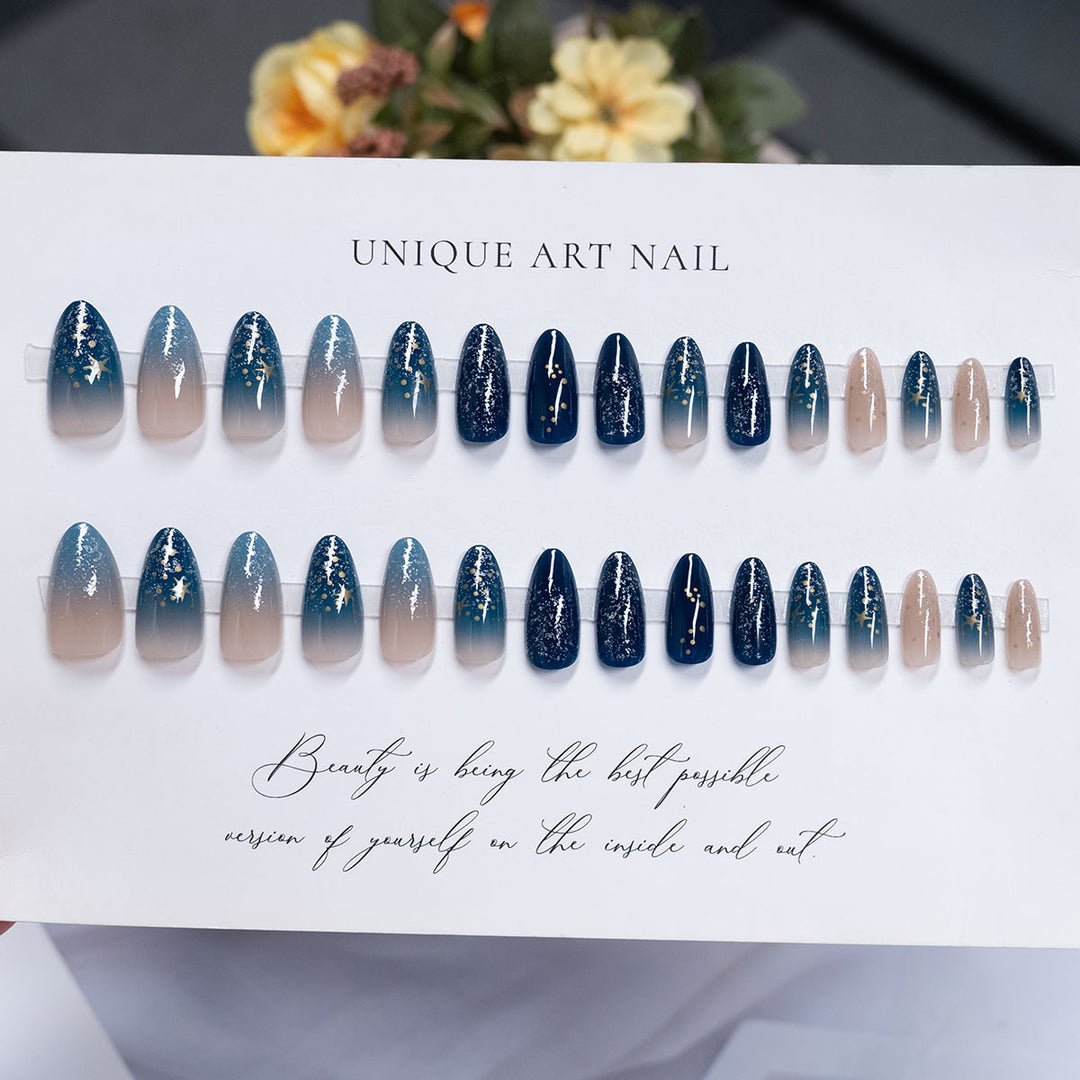 Starry Night Press-On Nail Design
