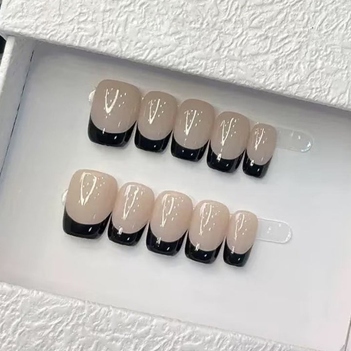 Elegant French Tip Press-On Nails with High-Gloss Finish Kalsten
