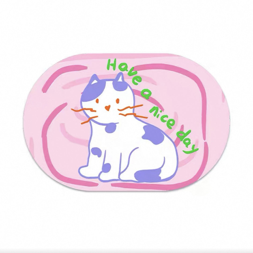 Fun Cartoon Cat-Themed Doormat