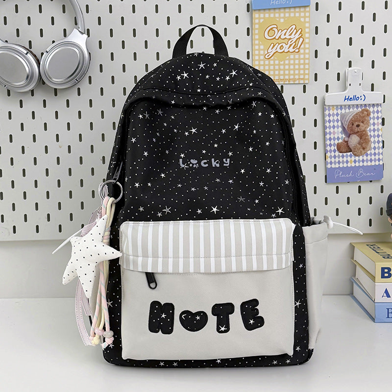 Cute Illustrated Star-Embellished Backpack Kalsten