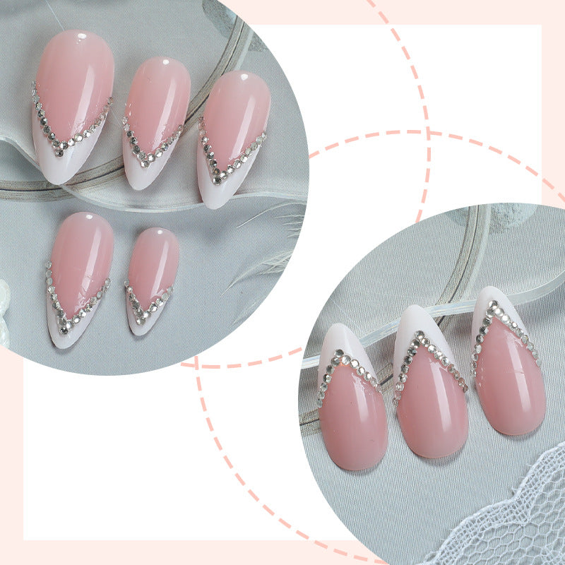Elegant Pointed Press-On Nails with Rhinestone Accents Kalsten