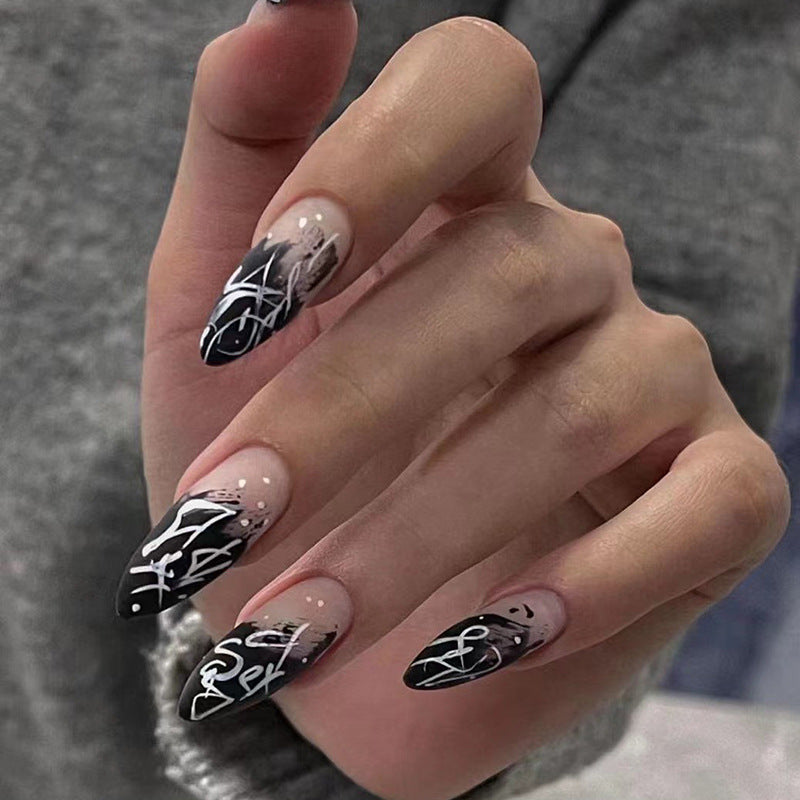 Artistic Stiletto Press-On Nails with Abstract Design Kalsten