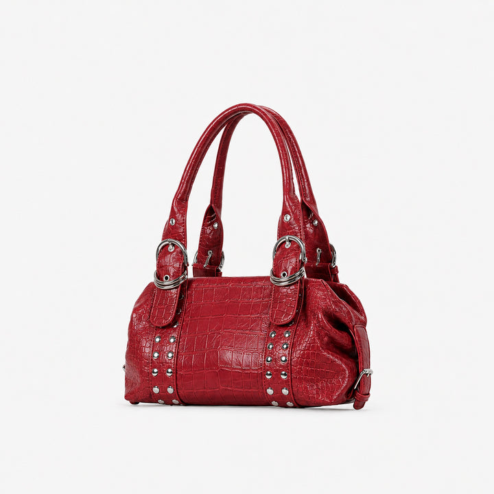Crocodile-Effect Structured Handbag