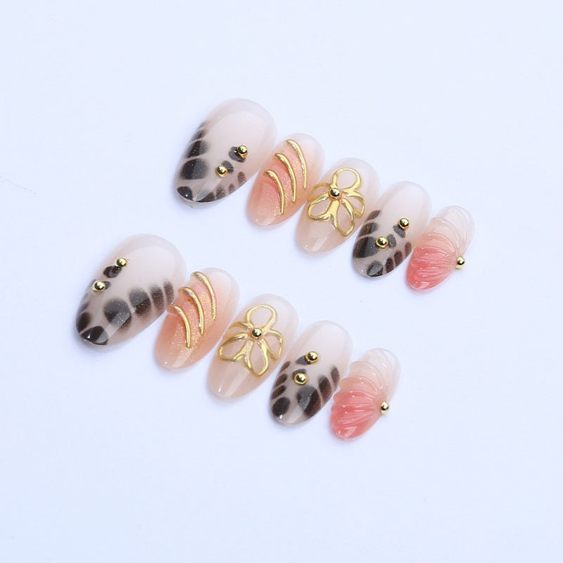 Decorative Press-On Nail Art Set with Floral Accents Kalsten