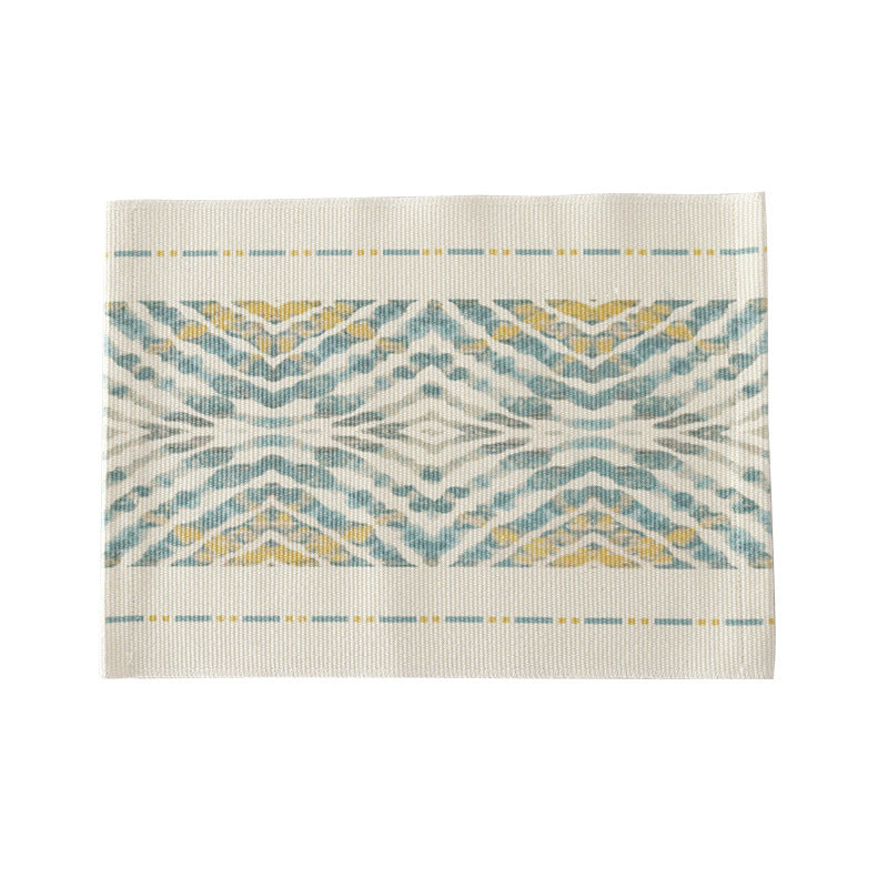 Woven placemat made of cotton blend with geometric diamond trim and fine texture Kalsten