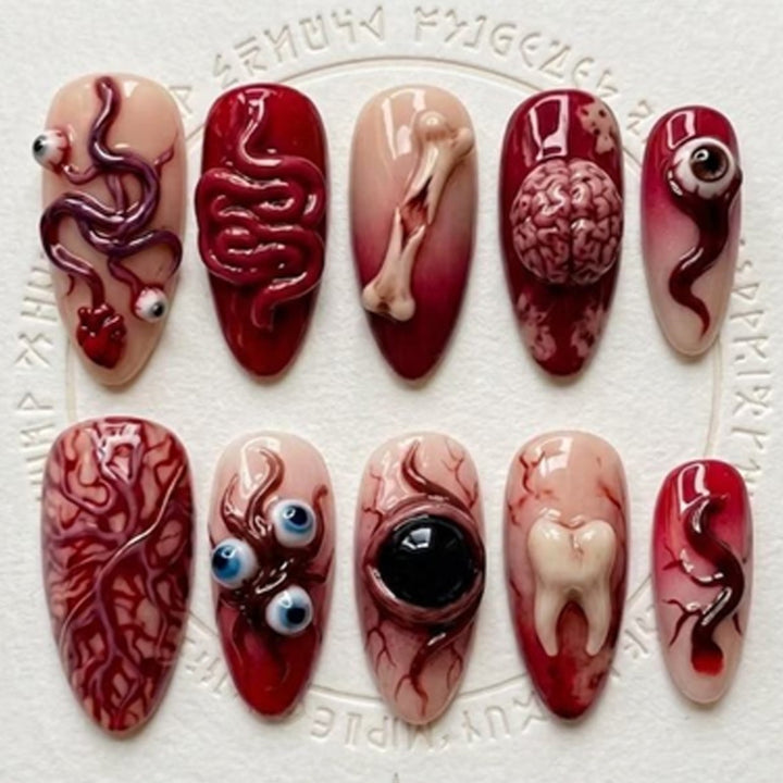 Artificial nail set with creative Halloween motifs Kalsten