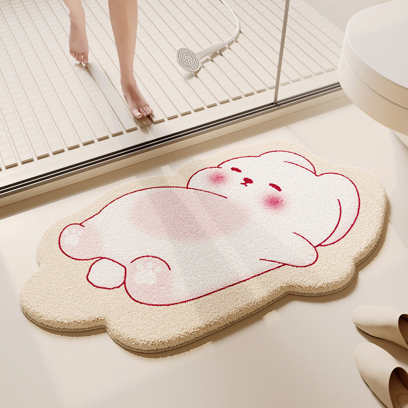 Cartoon Dog-Themed Plush Bath Mat