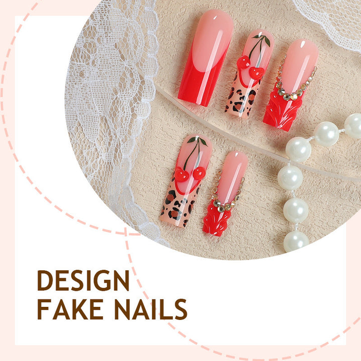 Artificial nail set with glamorous flower and glitter accents Kalsten