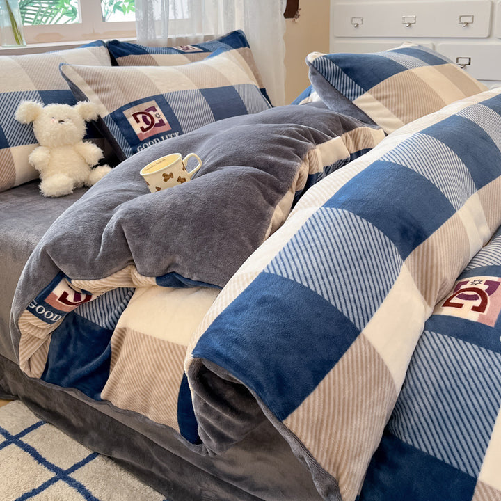 Plush Reversible Microfiber Comforter Set With Oversized Bolstered Body Pillow And Geometric Print
