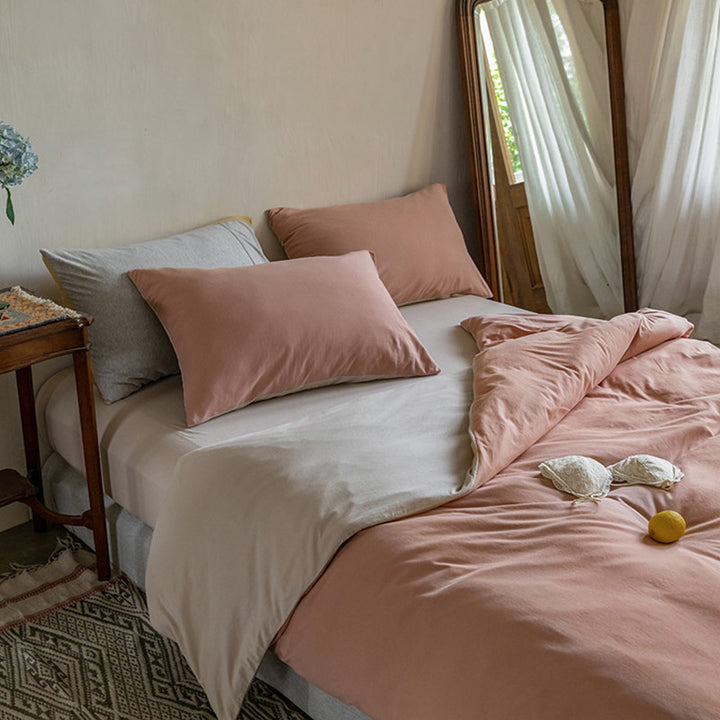 Reversible bedding set made of cotton-linen with skin-friendly, breathable structure