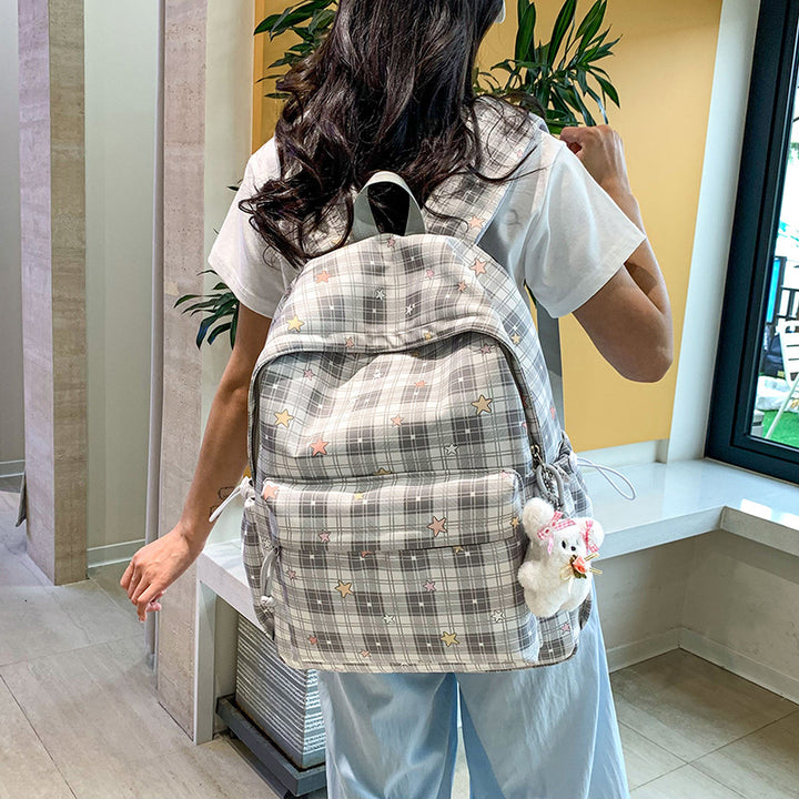 Stylish Multi-Pocket Plaid Backpack Kalsten