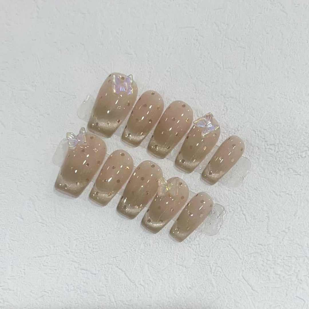 Premium Press-On Nail Set with Iridescent Accents Kalsten