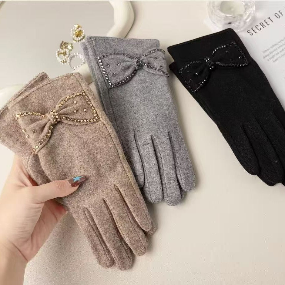 Elegant Bow Detail Touchscreen Gloves Kalsten