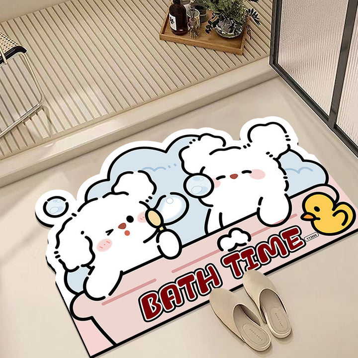 Cartoon-Inspired Plush Bath Mat for Bathroom