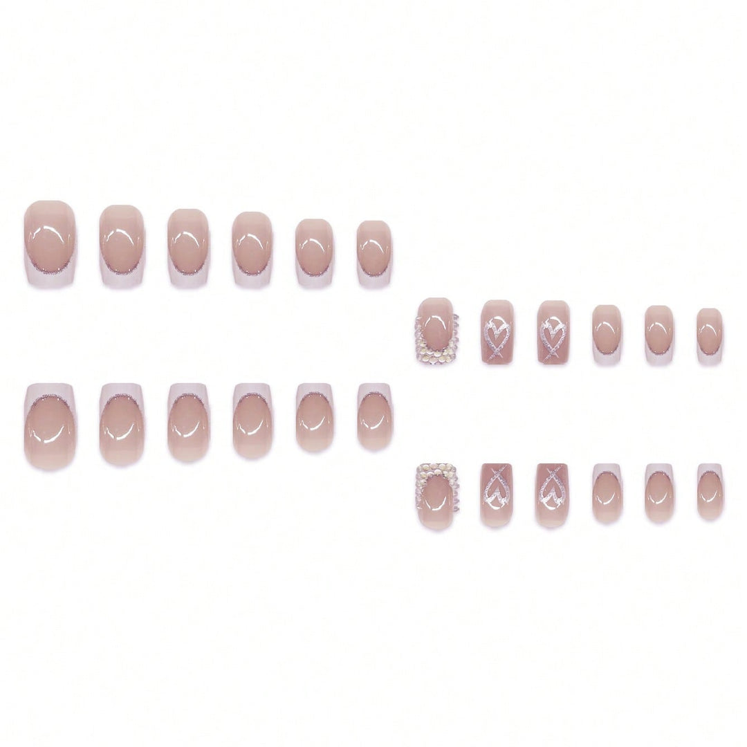 Decorative Rhinestone and Heart Design Press-On Nails Kalsten