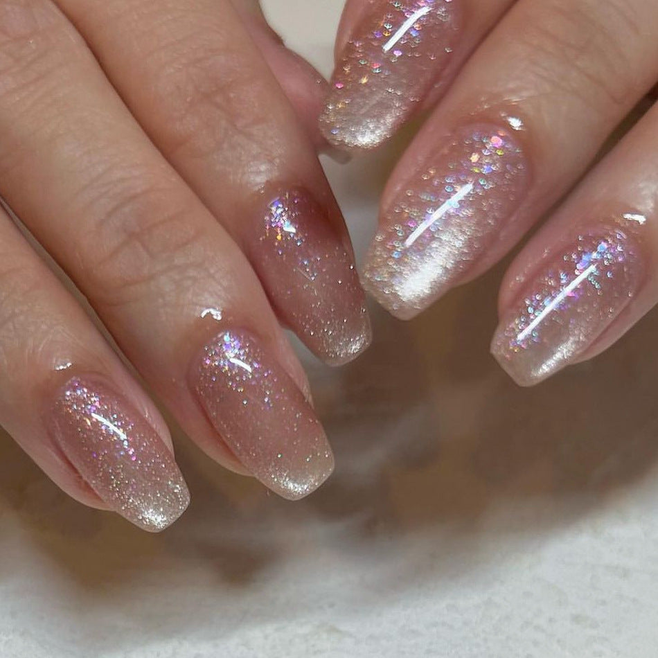 Glamorous artificial nails with glitter and ombre design Kalsten