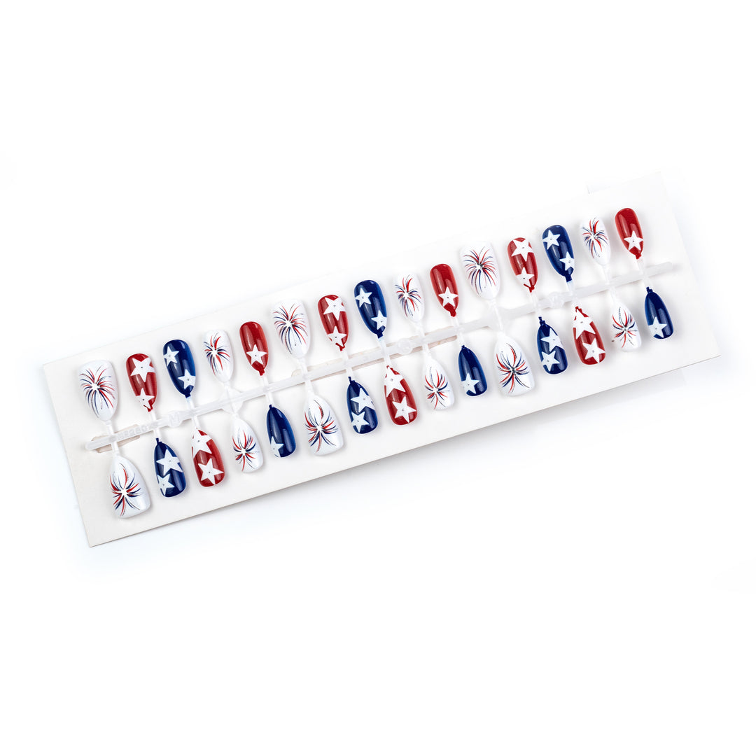 Artistic 4th of July Themed Press-On Nail Art Set Kalsten