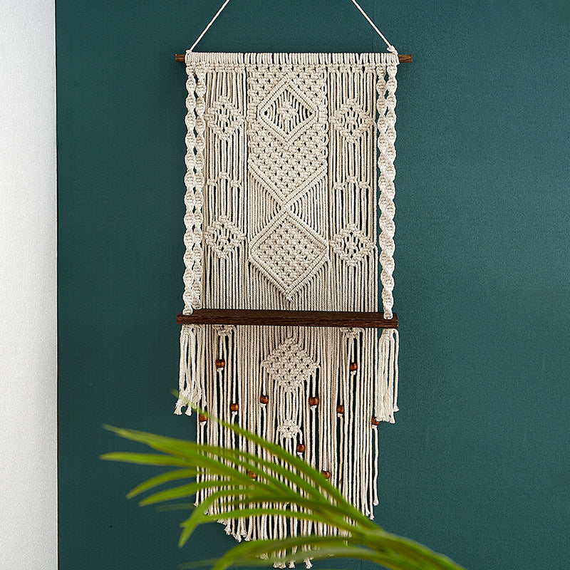 Macrame Wall Hanging with Decorative Shelf Kalsten