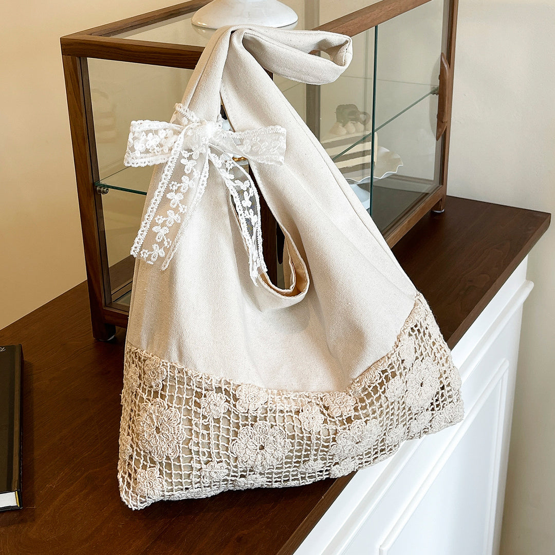 Handcrafted Floral Lace Tote Bag