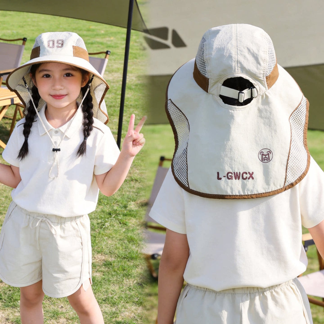 Kids' sun hat with breathable mesh neck protection and adjustable chin strap Kalsten