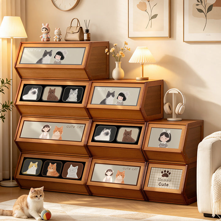 Storage unit with retractable front and friendly design Kalsten