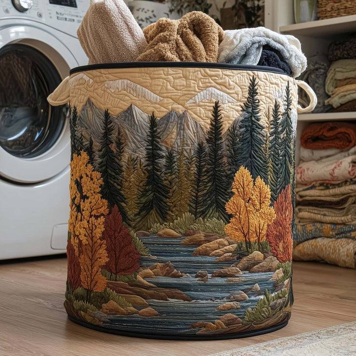 Quilted Decorative Laundry Storage Basket With Rope Handles Collapsible Fabric Organizer