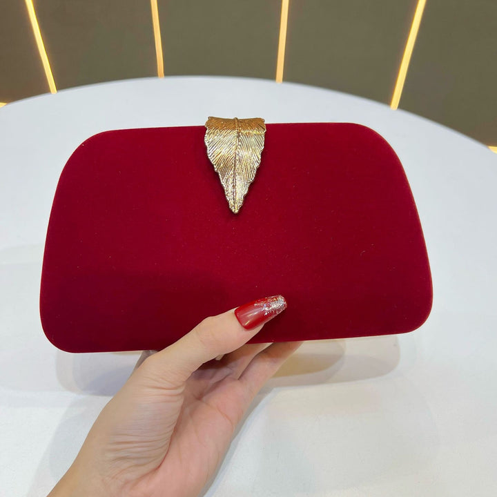 Elegant Leaf-Accented Evening Clutch