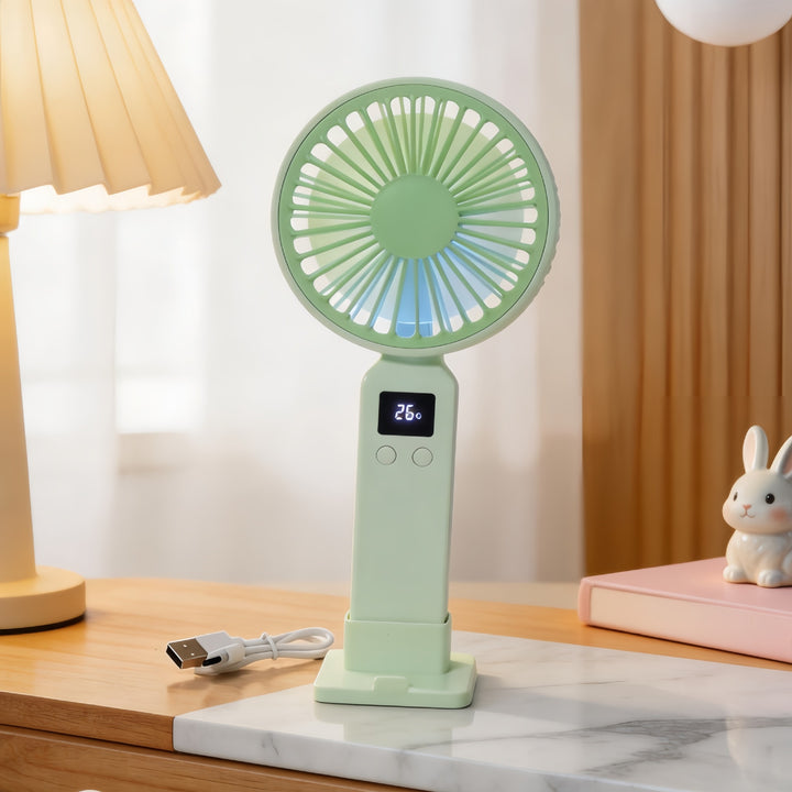 Ladies portable USB fan with digital speed display and ergonomic design Kalsten