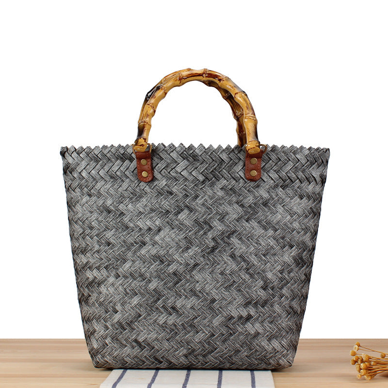 Handbag Made of High-Quality Woven Material with Bamboo Handles Kalsten