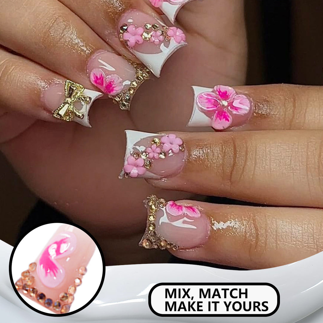 Floral Embellished Press-On Nail Extensions Kalsten