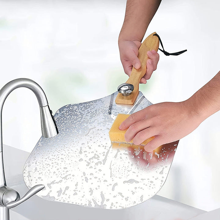 professional pizza peel set with foldable stainless steel shovel ergonomic wooden handle pizza cutter rocker and bench scraper Kalsten