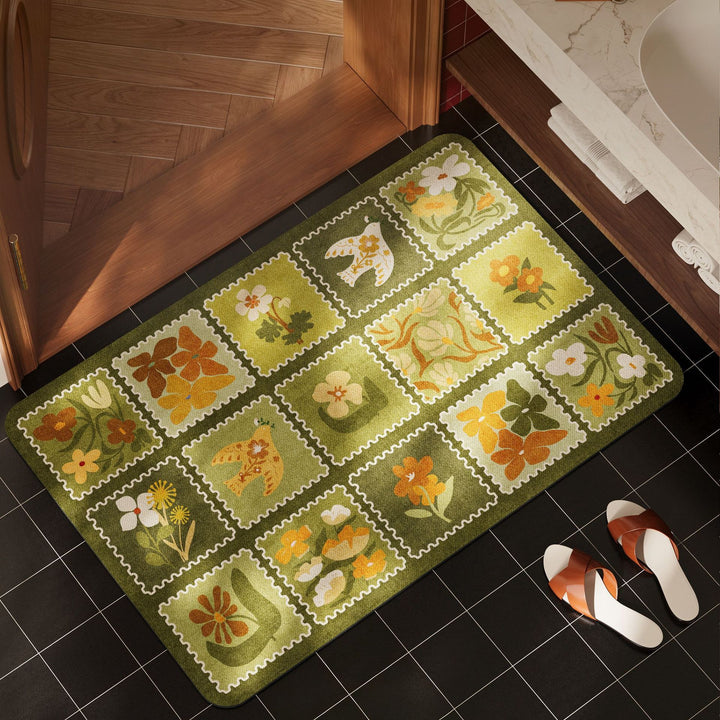 Floral Pattern Non-Slip Bath Mat