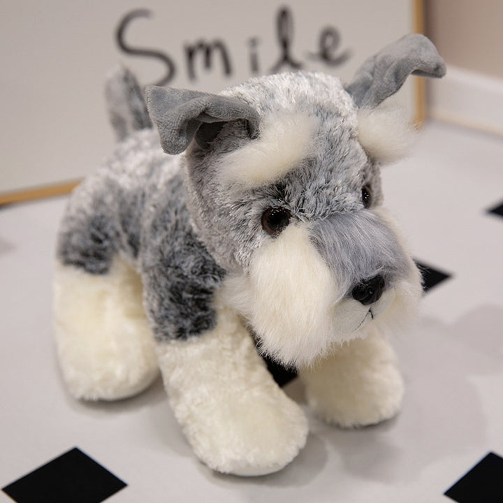 Realistic Schnauzer Plush Standing Stuffed Dog with Soft Faux Fur & Embroidered Details Kalsten