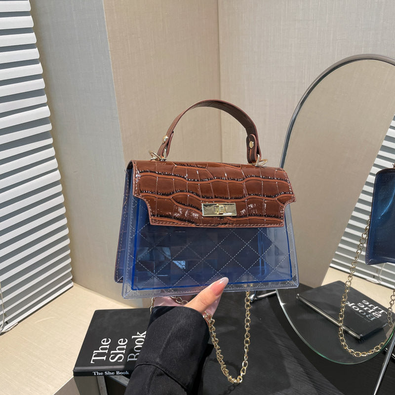 Glossy Crocodile Patterned Handbag
