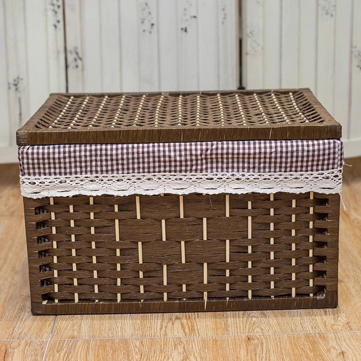 Rustic toy basket with checked pattern Kalsten