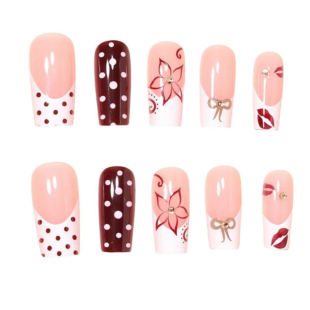 Decorative Press-On Nail Art Set with Floral Accents Kalsten