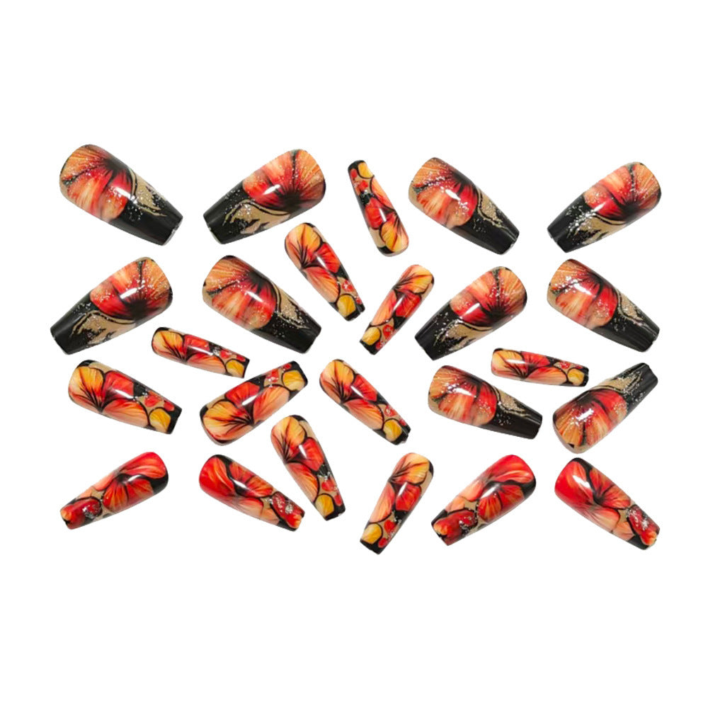 Artificial nails with floral designs and glitter accents Kalsten