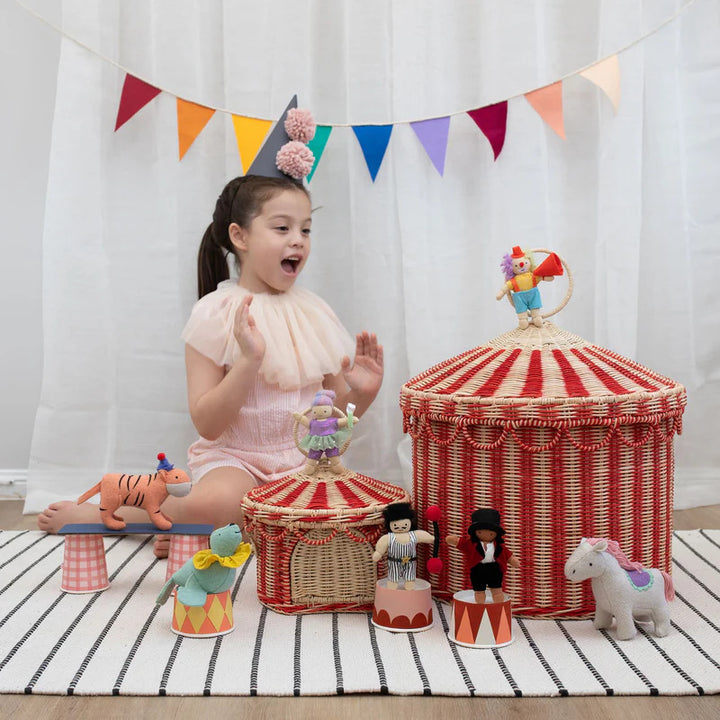 Playful cat basket in circus design Kalsten