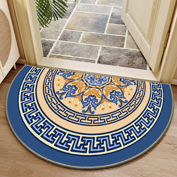 Elegant Round Floral Design Indoor Mat Kalsten